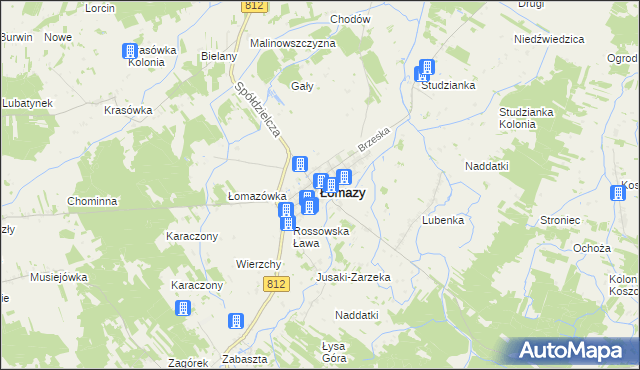 mapa Łomazy, Łomazy na mapie Targeo