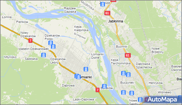 mapa Łomianki Dolne, Łomianki Dolne na mapie Targeo