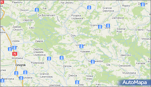 mapa Łoniowa, Łoniowa na mapie Targeo