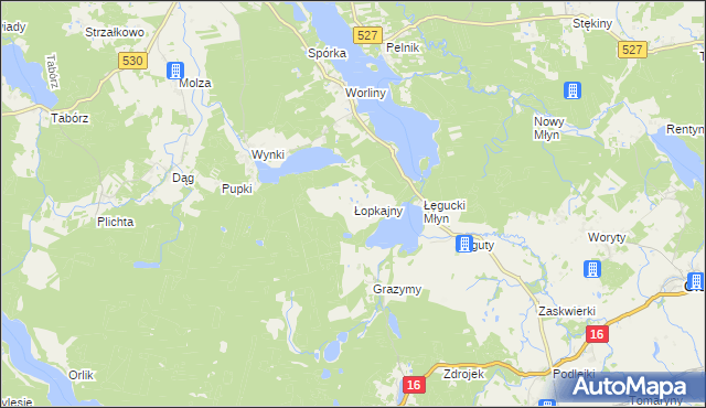 mapa Łopkajny, Łopkajny na mapie Targeo