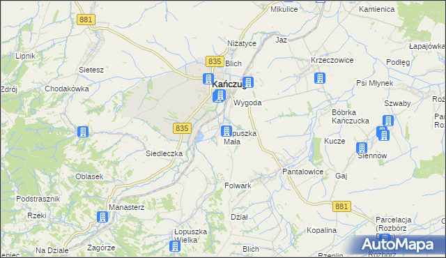 mapa Łopuszka Mała, Łopuszka Mała na mapie Targeo