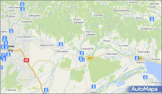 mapa Łopuszna, Łopuszna na mapie Targeo