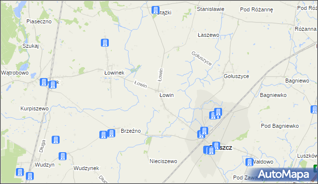 mapa Łowin, Łowin na mapie Targeo