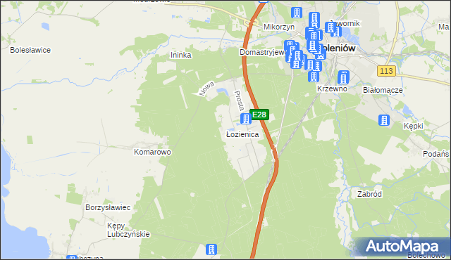 mapa Łozienica, Łozienica na mapie Targeo