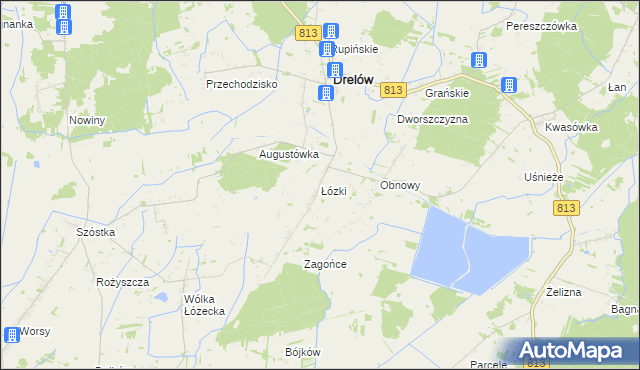 mapa Łózki, Łózki na mapie Targeo