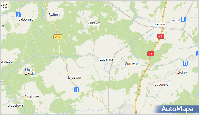 mapa Lubanice, Lubanice na mapie Targeo