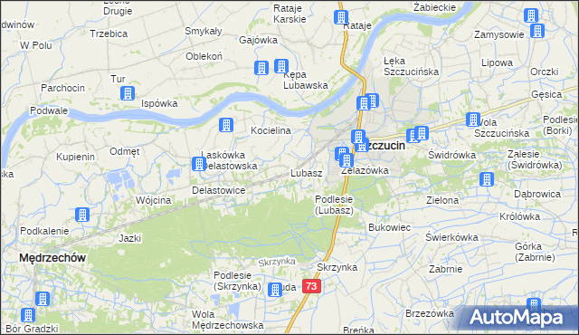 mapa Lubasz gmina Szczucin, Lubasz gmina Szczucin na mapie Targeo