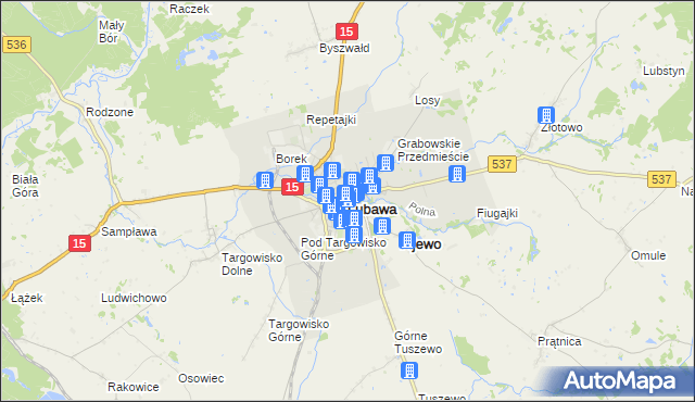 mapa Lubawa, Lubawa na mapie Targeo