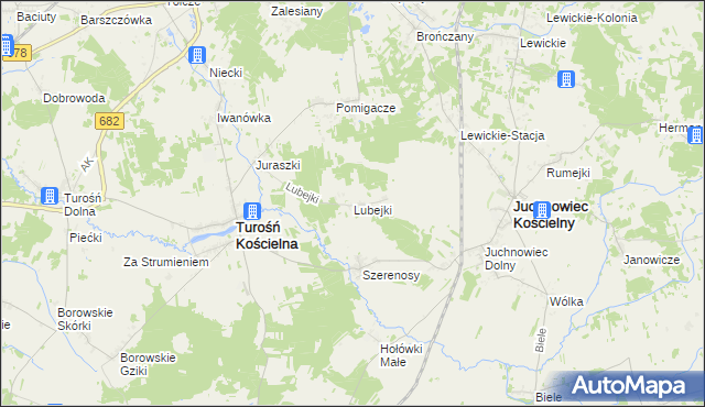 mapa Lubejki, Lubejki na mapie Targeo