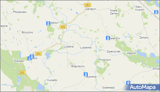 mapa Lubianka gmina Pełczyce, Lubianka gmina Pełczyce na mapie Targeo