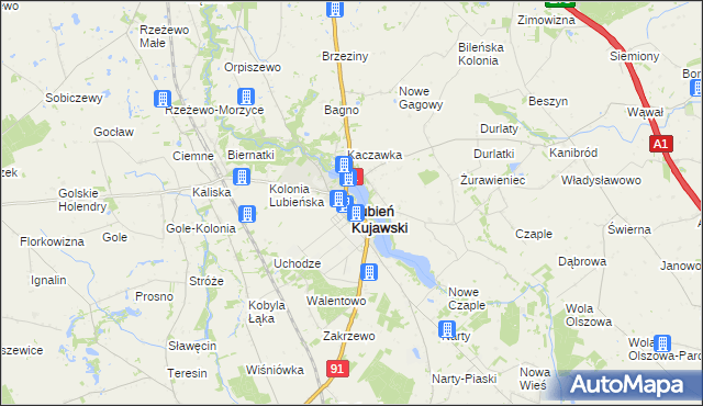 mapa Lubień Kujawski, Lubień Kujawski na mapie Targeo