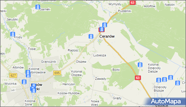 mapa Lubiesza, Lubiesza na mapie Targeo