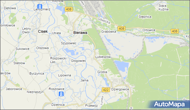 mapa Lubieszów gmina Bierawa, Lubieszów gmina Bierawa na mapie Targeo