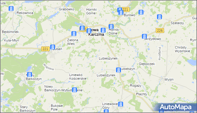 mapa Lubieszynek gmina Nowa Karczma, Lubieszynek gmina Nowa Karczma na mapie Targeo