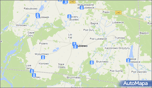 mapa Lubiewo powiat tucholski, Lubiewo powiat tucholski na mapie Targeo