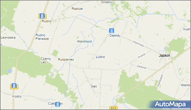 mapa Łubno gmina Jabłoń, Łubno gmina Jabłoń na mapie Targeo