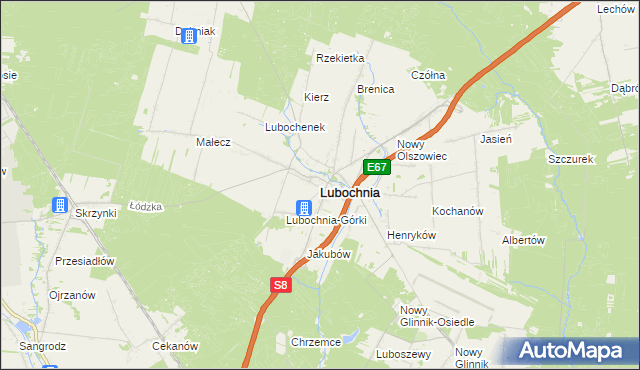 mapa Lubochnia powiat tomaszowski, Lubochnia powiat tomaszowski na mapie Targeo