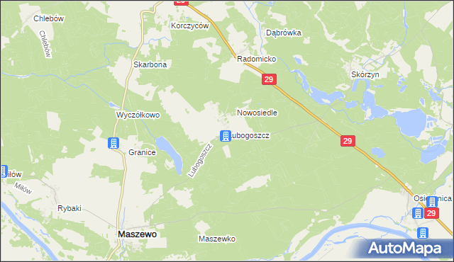 mapa Lubogoszcz gmina Maszewo, Lubogoszcz gmina Maszewo na mapie Targeo