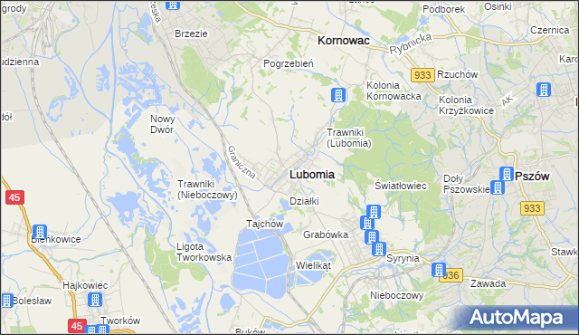 mapa Lubomia, Lubomia na mapie Targeo