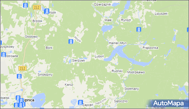 mapa Luboń gmina Lipnica, Luboń gmina Lipnica na mapie Targeo