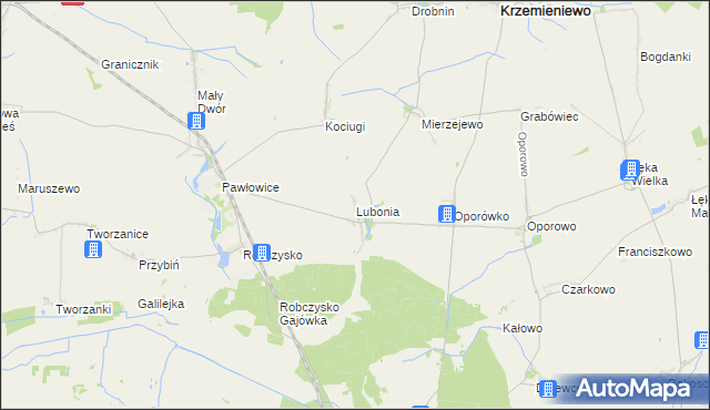 mapa Lubonia gmina Krzemieniewo, Lubonia gmina Krzemieniewo na mapie Targeo