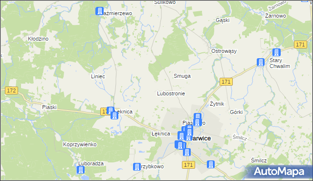 mapa Lubostronie, Lubostronie na mapie Targeo