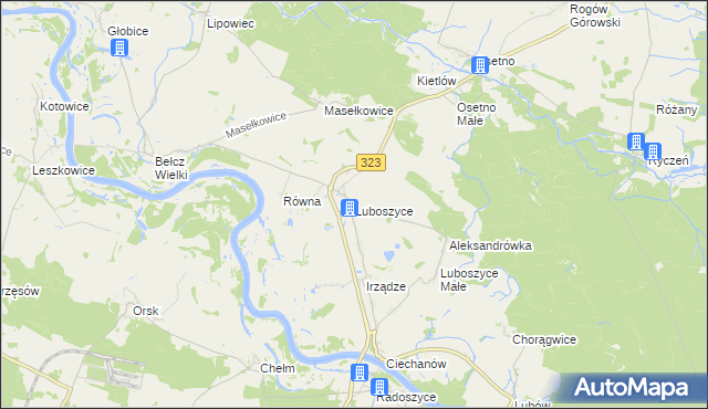 mapa Luboszyce gmina Jemielno, Luboszyce gmina Jemielno na mapie Targeo