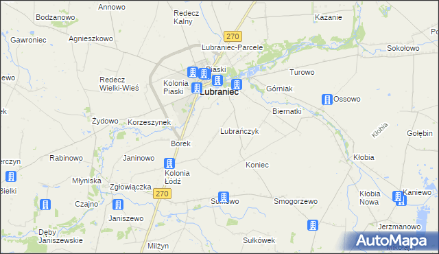 mapa Lubrańczyk, Lubrańczyk na mapie Targeo