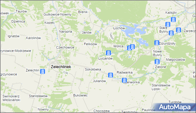 mapa Lucjanów gmina Żelechlinek, Lucjanów gmina Żelechlinek na mapie Targeo