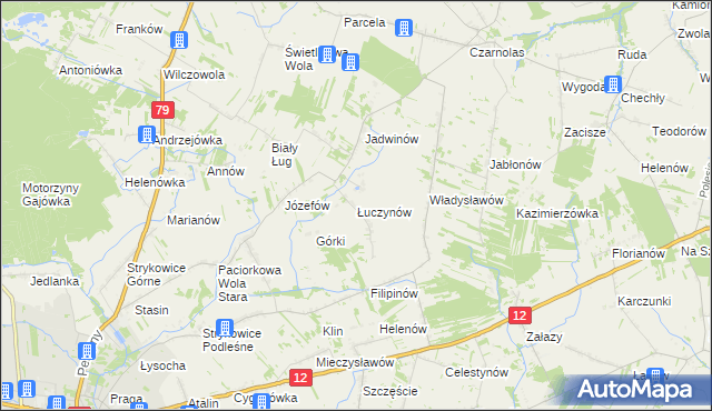 mapa Łuczynów gmina Policzna, Łuczynów gmina Policzna na mapie Targeo