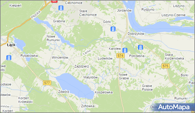 mapa Ludwików gmina Gąbin, Ludwików gmina Gąbin na mapie Targeo