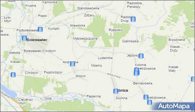 mapa Ludwinów gmina Łubnice, Ludwinów gmina Łubnice na mapie Targeo