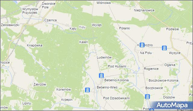 mapa Ludwinów gmina Włoszczowa, Ludwinów gmina Włoszczowa na mapie Targeo