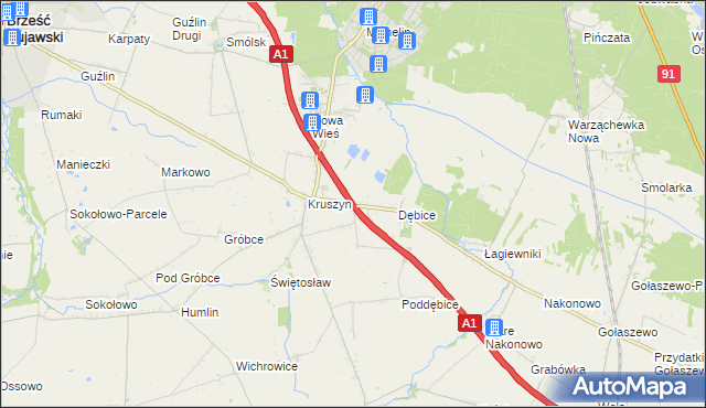 mapa Ludwinowo gmina Włocławek, Ludwinowo gmina Włocławek na mapie Targeo