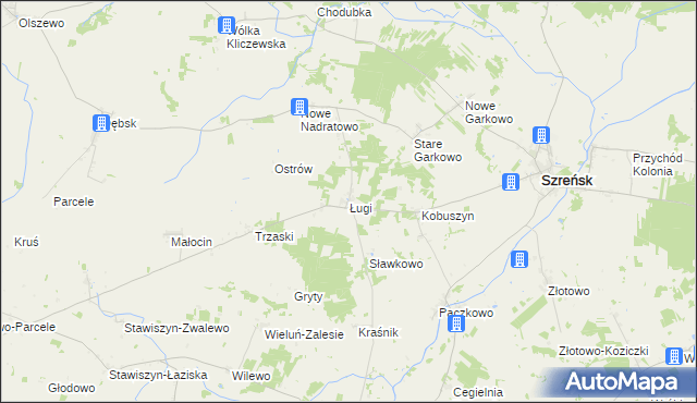 mapa Ługi gmina Szreńsk, Ługi gmina Szreńsk na mapie Targeo