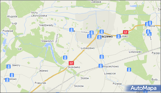 mapa Łukaszewo gmina Jaraczewo, Łukaszewo gmina Jaraczewo na mapie Targeo