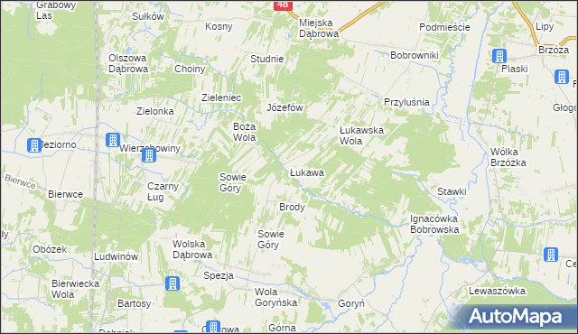 mapa Łukawa gmina Głowaczów, Łukawa gmina Głowaczów na mapie Targeo