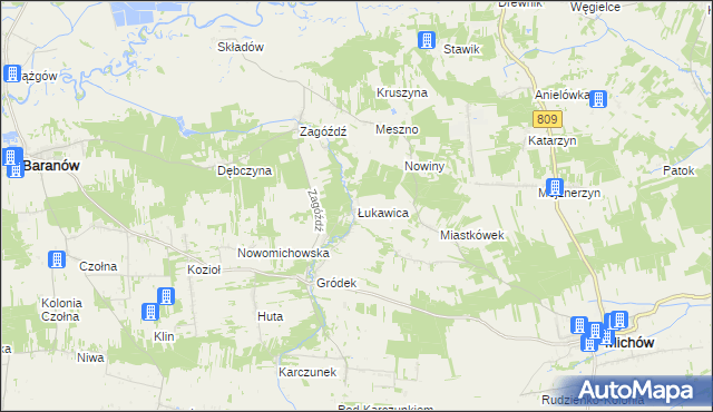 mapa Łukawica gmina Baranów, Łukawica gmina Baranów na mapie Targeo