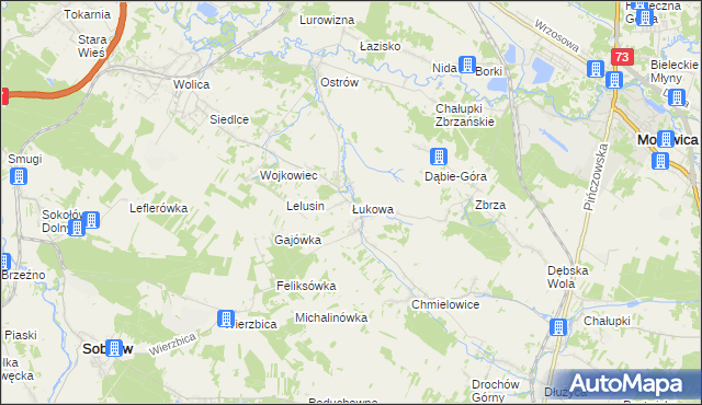 mapa Łukowa gmina Chęciny, Łukowa gmina Chęciny na mapie Targeo