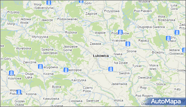 mapa Łukowica, Łukowica na mapie Targeo