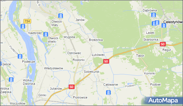 mapa Łukówiec gmina Karczew, Łukówiec gmina Karczew na mapie Targeo