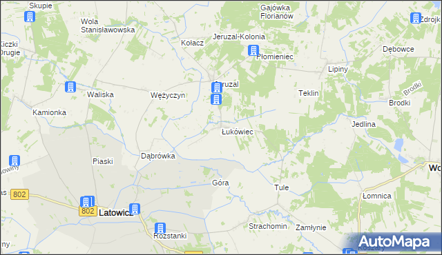 mapa Łukówiec gmina Mrozy, Łukówiec gmina Mrozy na mapie Targeo