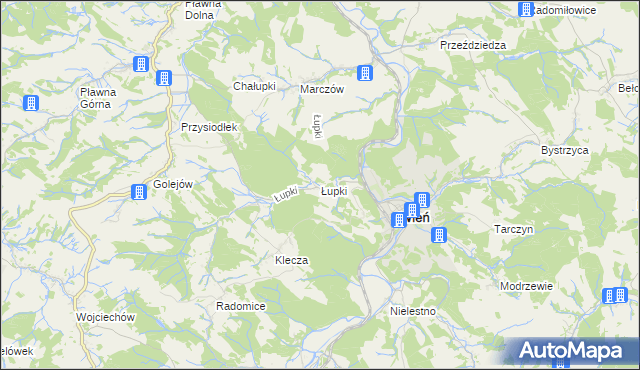 mapa Łupki gmina Wleń, Łupki gmina Wleń na mapie Targeo