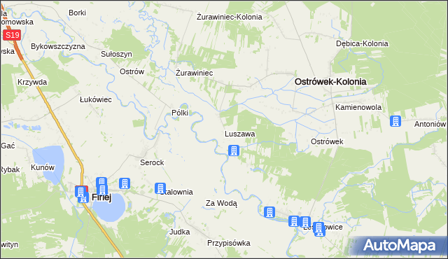 mapa Luszawa, Luszawa na mapie Targeo