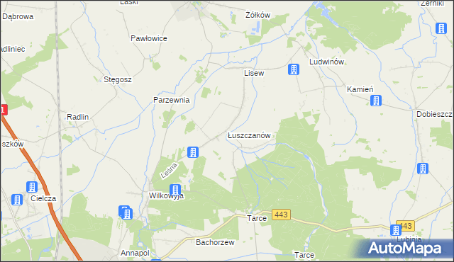 mapa Łuszczanów, Łuszczanów na mapie Targeo