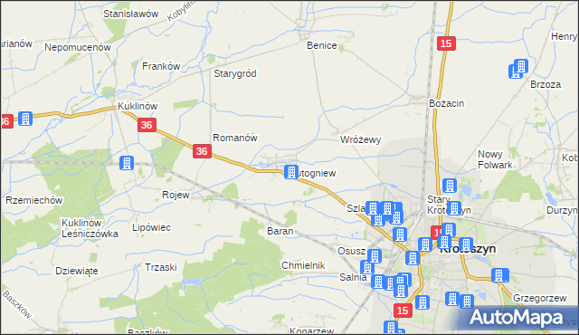 mapa Lutogniew, Lutogniew na mapie Targeo