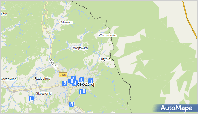 mapa Lutynia gmina Lądek-Zdrój, Lutynia gmina Lądek-Zdrój na mapie Targeo