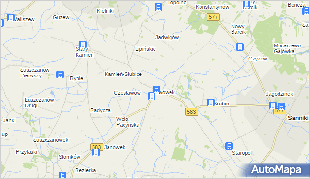 mapa Lwówek gmina Sanniki, Lwówek gmina Sanniki na mapie Targeo