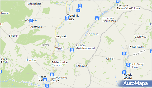 mapa Łychów Gościeradowski, Łychów Gościeradowski na mapie Targeo