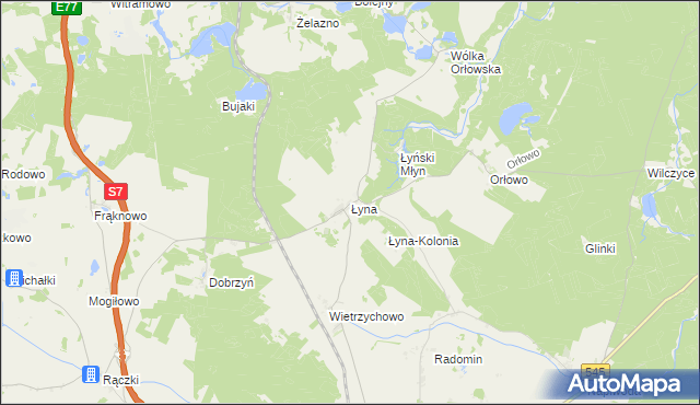 mapa Łyna, Łyna na mapie Targeo